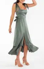 Claire Midi Dress ~ Deep Sage Luxe Satin(XXS)