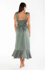 Claire Midi Dress ~ Deep Sage Luxe Satin(XXS)