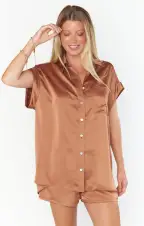 Best Day Button Up ~ Copper Luxe Satin(XXS)