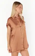 Best Day Button Up ~ Copper Luxe Satin(XXS)