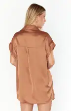 Best Day Button Up ~ Copper Luxe Satin(XXS)