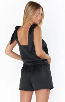Glam Time Shorts ~ Black Luxe Satin(XXS)