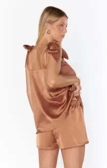 Glam Time Shorts ~ Copper Luxe Satin(XXS)