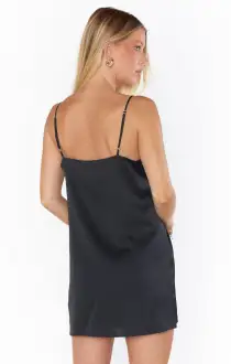 Happily Ever Top Slip ~ Black Luxe Satin(XXS)