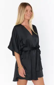 First Look Robe ~ Black Luxe Satin(XXS)