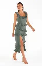 Greta Dress ~ Deep Sage Stretch(XXS)