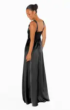 Nina Maxi Dress ~ Black Luxe Satin(XXS)