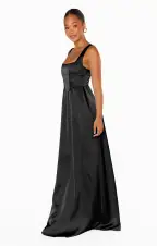 Nina Maxi Dress ~ Black Luxe Satin(XXS)