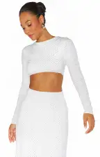 The Sleek Maxi Dress ~ White Rhinestone Spandy(XXS)