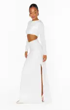 The Sleek Maxi Dress ~ White Rhinestone Spandy(XXS)