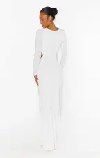 The Sleek Maxi Dress ~ White Rhinestone Spandy(XXS)