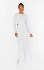The Sleek Maxi Dress ~ White Rhinestone Spandy(XXS)