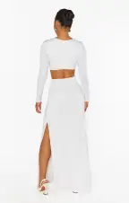 The Sleek Maxi Dress ~ White Rhinestone Spandy(XXS)