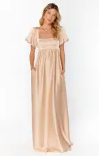 Nora Maxi Dress ~ Champagne Luxe Satin(XXS)