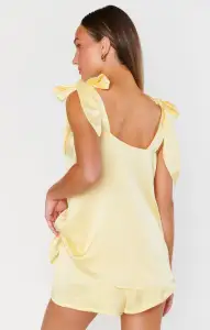 Glam Time Shorts ~ Pale Yellow Luxe Satin(XXS)