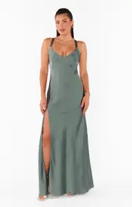 Anderson Maxi Dress ~ Deep Sage Luxe Satin(XXS)