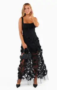 Stephanie Dress ~ Black 3D Floral(XXS)