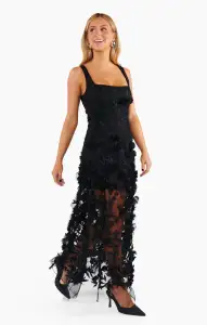 Stephanie Dress ~ Black 3D Floral(XXS)