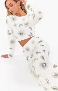Last Call Top ~ White Celestial Sequins(XXS)