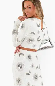 Last Call Top ~ White Celestial Sequins(XXS)