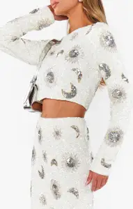 Last Call Top ~ White Celestial Sequins(XXS)