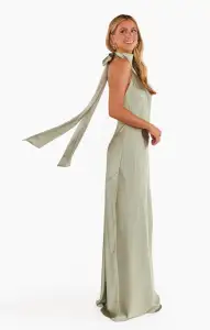 Lisa Maxi Dress ~ Moss Green Luxe Satin(XXS)