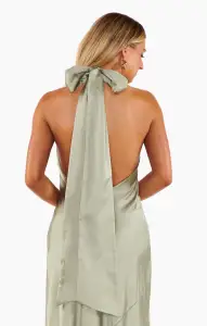 Lisa Maxi Dress ~ Moss Green Luxe Satin(XXS)