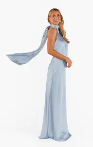 Lisa Maxi Dress ~ Steel Blue Luxe Satin(XXS)