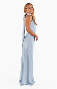 Lisa Maxi Dress ~ Steel Blue Luxe Satin(XXS)