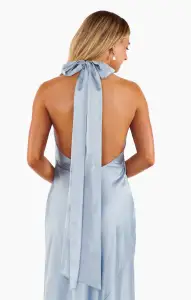 Lisa Maxi Dress ~ Steel Blue Luxe Satin(XXS)