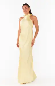 Lisa Maxi Dress ~ Pale Yellow Luxe Satin(XXS)