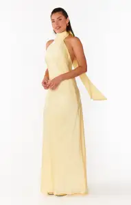 Lisa Maxi Dress ~ Pale Yellow Luxe Satin(XXS)