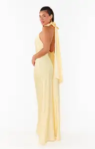 Lisa Maxi Dress ~ Pale Yellow Luxe Satin(XXS)