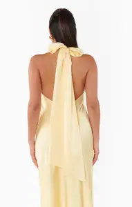Lisa Maxi Dress ~ Pale Yellow Luxe Satin(XXS)
