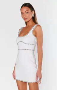 Gina Dress ~ White Rhinestone Jacquard(XXS)