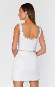 Gina Dress ~ White Rhinestone Jacquard(XXS)