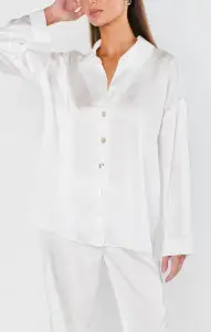 Always and Forever Button Down ~ Ivory Luxe Satin