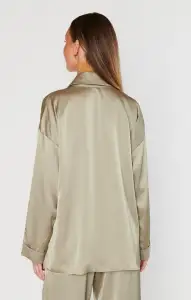 Always and Forever Button Down ~ Moss Green Luxe Satin(XXS)