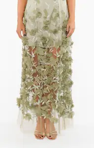 Stephanie Dress ~ Moss Green 3D Floral(XXS)