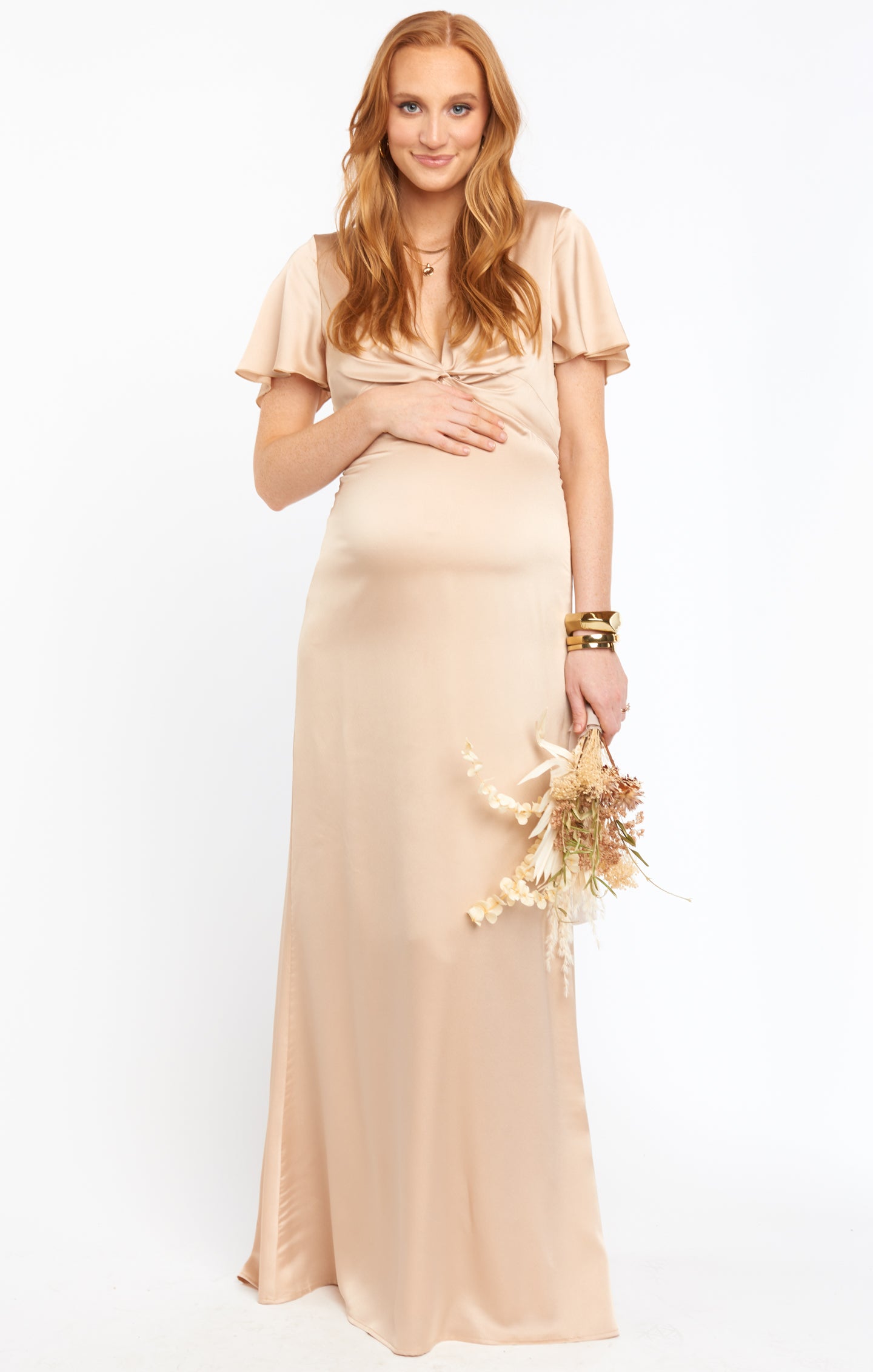 Rome Twist Gown ~ Champagne Luxe Satin(XXS)