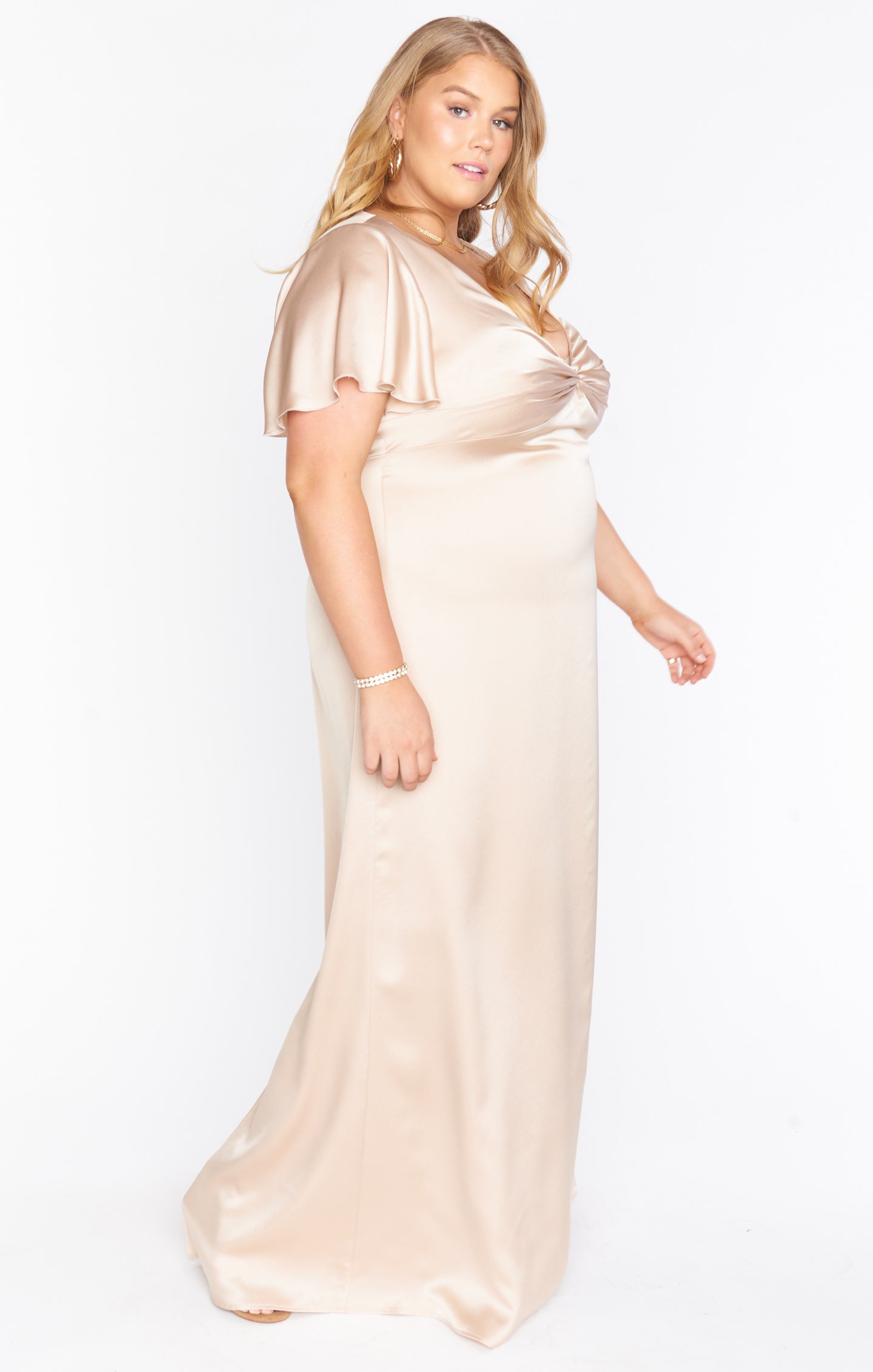 Rome Twist Gown ~ Champagne Luxe Satin(XXS)