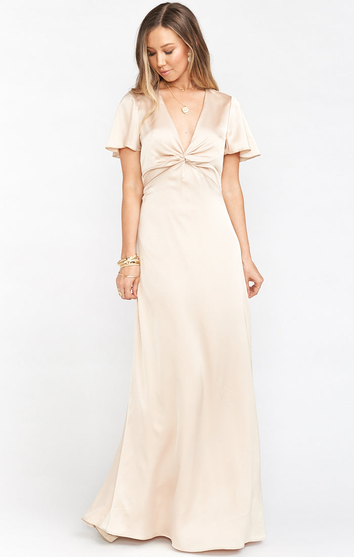 Rome Twist Gown ~ Champagne Luxe Satin(XXS)