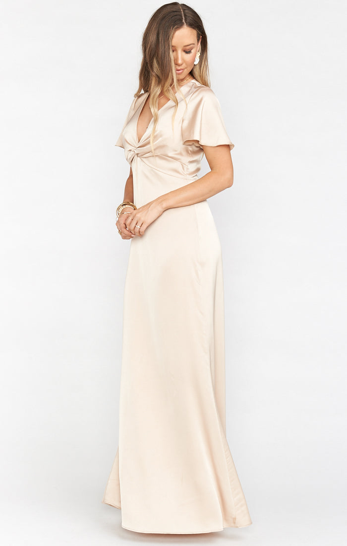 Rome Twist Gown ~ Champagne Luxe Satin(XXS)