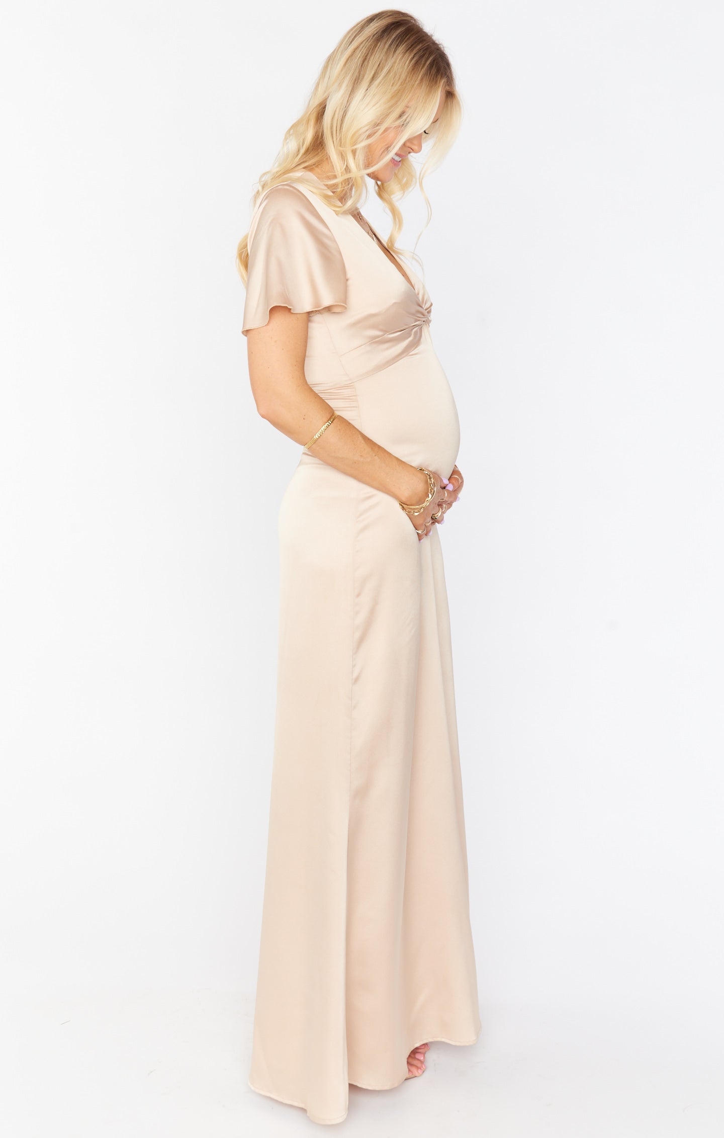 Rome Twist Gown ~ Champagne Luxe Satin(XXS)