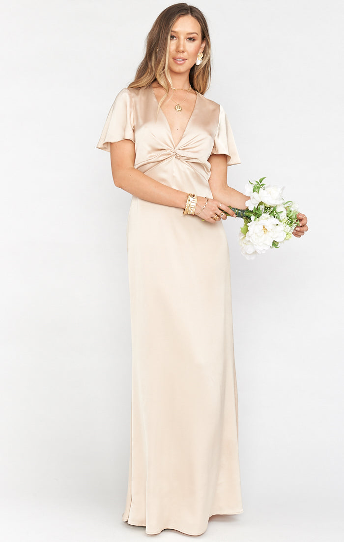 Rome Twist Gown ~ Champagne Luxe Satin