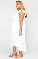Samantha Ruffle Wrap Dress ~ Ivory Luxe Satin(XXS)