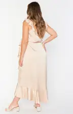 Samantha Ruffle Wrap Dress ~ Champagne Luxe Satin(XXS)