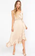 Samantha Ruffle Wrap Dress ~ Champagne Luxe Satin(XXS)
