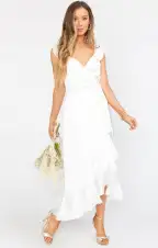 Samantha Ruffle Wrap Dress ~ Ivory Luxe Satin(XXS)