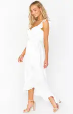 Samantha Ruffle Wrap Dress ~ Ivory Luxe Satin(XXS)